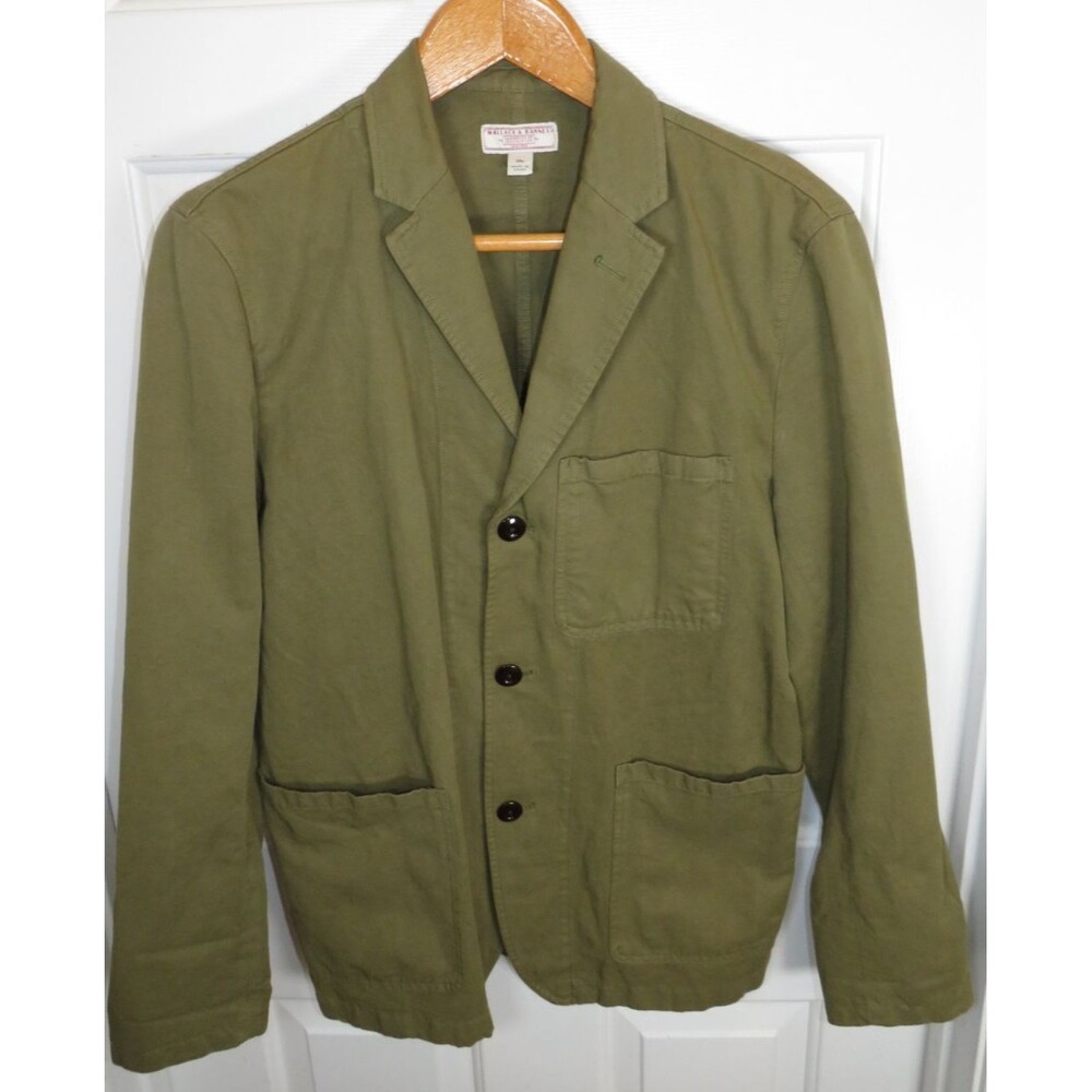 Wallace & Barnes Mens 38R Olive Green Cotton Linen Chore Sport Jacket
